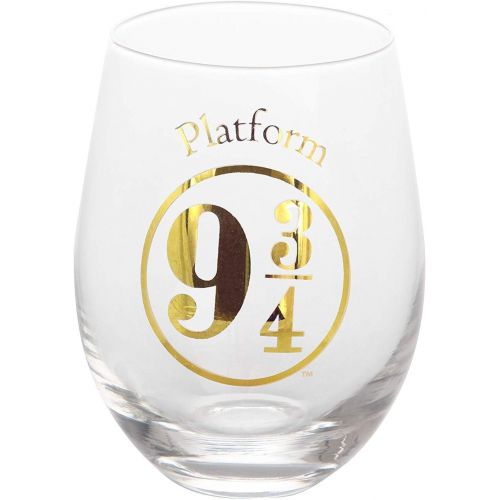  [아마존베스트]Harry Potter Stemless Wine Glasses, Set of 4 - Gold Harry Potter Symbols and Designs - Glass - 17 oz