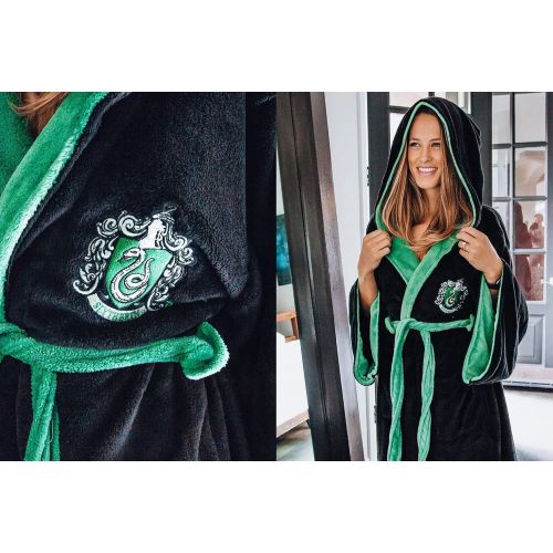  할로윈 용품Harry Potter Slytherin Adult Fleece Hooded Bathrobe (One Size)