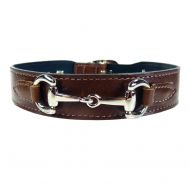 Hartman & Rose Leather Dog Collar with Nickel Plated Horse Bit Design - Belmont Collection Fancy Dog Collars