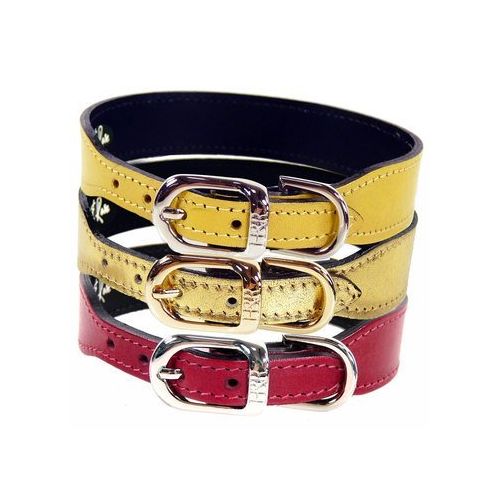  Hartman & Rose Leather Dog Collar with Nickel Plated Hardware - Italian Leather Collection Luxury Pet Collars