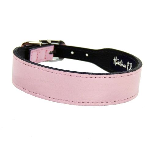  Hartman & Rose Leather Dog Collar with Nickel Plated Hardware - Italian Leather Collection Luxury Pet Collars