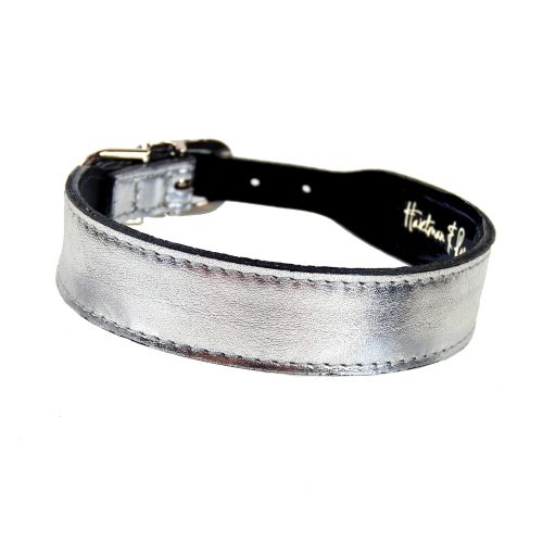  Hartman & Rose Leather Dog Collar with Nickel Plated Hardware - Italian Leather Collection Luxury Pet Collars