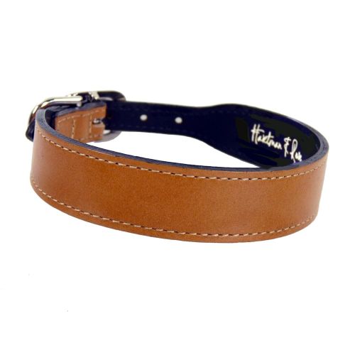  Hartman & Rose Leather Dog Collar with Nickel Plated Hardware - Italian Leather Collection Luxury Pet Collars