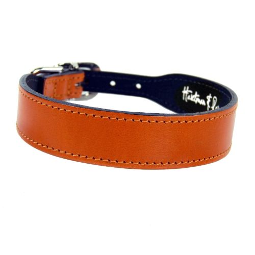  Hartman & Rose Leather Dog Collar with Nickel Plated Hardware - Italian Leather Collection Luxury Pet Collars