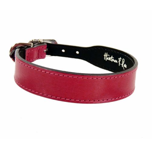  Hartman & Rose Leather Dog Collar with Nickel Plated Hardware - Italian Leather Collection Luxury Pet Collars