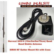 Harvest UHV-4 HFVHFUHF (10m2m6m70cm) 4-Band Antenna wSirio KF Gutter Kit