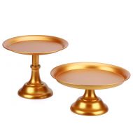 Harvesty 2-Set 8 10 Round Cake Stands Simple Design Dessert Display Cake Stand Cupcake Stands for Wedding Birthday Party Celebration Baby Shower, Gold