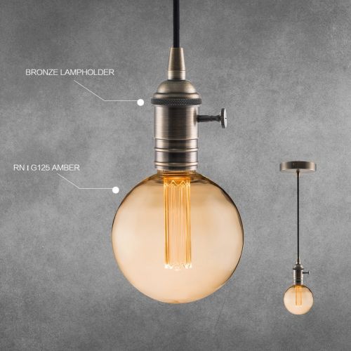  Bronze Mini Pendant Light Fitting Antique Style, Light Socket with Rotary Switch, 4.75 Canopy, 10ft Black Cord, Ceiling Lighting Fixture, E26 Lampholder, Harwez LP-216-1 Include 1