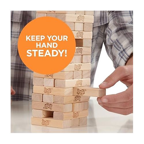 해즈브로 Hasbro Gaming Jenga Wooden Blocks Stacking Tumbling Tower, Kids Game Ages 6 and Up (Amazon Exclusive)