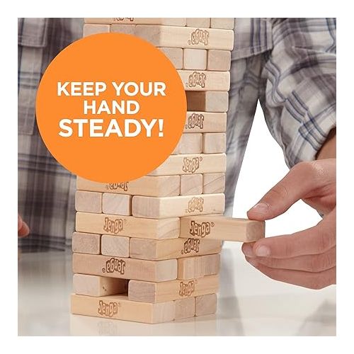 해즈브로 Hasbro Gaming Jenga Wooden Blocks Stacking Tumbling Tower, Father's Day Gifts, Kids Game Ages 6 and Up (Amazon Exclusive)