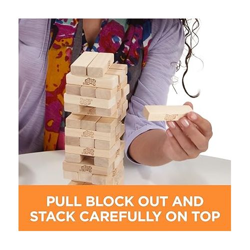 해즈브로 Hasbro Gaming Jenga Wooden Blocks Stacking Tumbling Tower, Kids Game Ages 6 and Up (Amazon Exclusive)