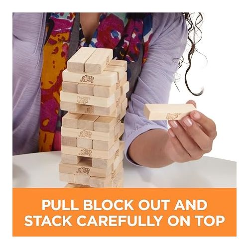 해즈브로 Hasbro Gaming Jenga Wooden Blocks Stacking Tumbling Tower, Father's Day Gifts, Kids Game Ages 6 and Up (Amazon Exclusive)