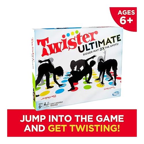 해즈브로 Hasbro Gaming Twister Ultimate: Bigger Mat, More Colored Spots, Family, Kids Party Game Age 6+; Compatible with Alexa (Amazon Exclusive)