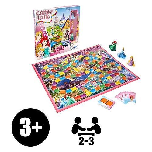 해즈브로 Hasbro Gaming Candy Land Disney Princess Edition Board Game, Preschool Games for 2 to 3 Players, Family Games for Kids Ages 3 and Up (Amazon Exclusive)