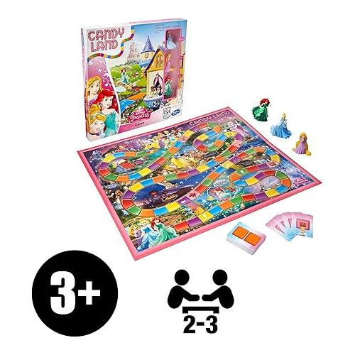 해즈브로 Hasbro Gaming Candy Land Disney Princess Edition Board Game, Preschool Games for 2 to 3 Players, Family Games for Kids Ages 3 and Up (Amazon Exclusive)