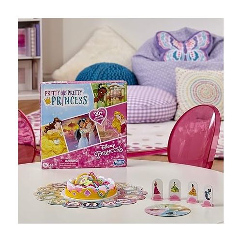 해즈브로 Hasbro Gaming Pretty Pretty Princess: Edition Board Game Featuring Disney Princesses, Jewelry Dress-Up Game for Kids Ages 5 and Up, for 2-4 players