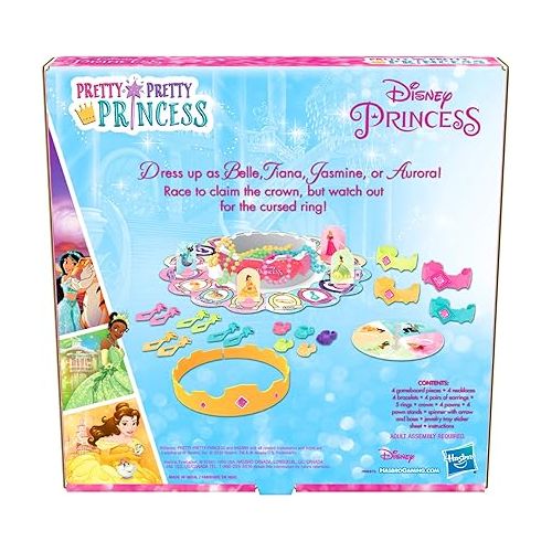 해즈브로 Hasbro Gaming Pretty Pretty Princess: Edition Board Game Featuring Disney Princesses, Jewelry Dress-Up Game for Kids Ages 5 and Up, for 2-4 Players