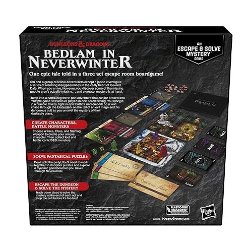 해즈브로 Hasbro Gaming Dungeons & Dragons: Bedlam in Neverwinter Board Game, Escape Room, Cooperative Strategy Games for Ages 12+, 2-6 Players, 3 Acts Approx. 90 Mins Each