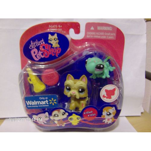 해즈브로 Hasbro Littlest Pet Shop Scotty Dog & Gecko #1260 & #1261 ~ Walmart Exclusive Rare NIB