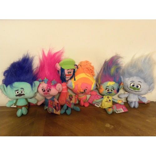 해즈브로 Hasbro Dreamworks Trolls Lot of 6 stuffed plush Toys Approx 12 inches New with tags