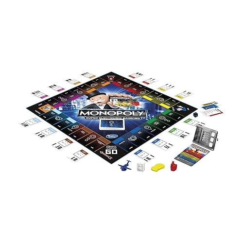 해즈브로 Hasbro Gaming Monopoly Super Electronic Banking Board Game, Electronic Banking Unit, Choose Your Rewards, Cashless Gameplay Tap Technology, for Ages 8 and Up