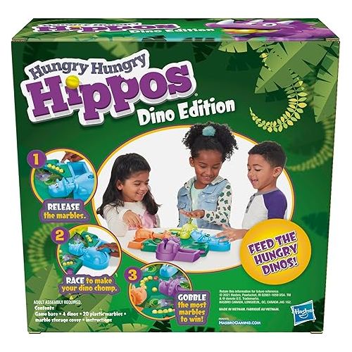 해즈브로 Hasbro Gaming Hungry Hungry Hippos Dino Edition Board Game, Pre-School Game for Ages 4 and Up; for 2 to 4 Players (Amazon Exclusive)