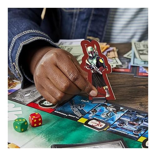 해즈브로 Hasbro Gaming Monopoly: Star Wars Boba Fett Edition Board Game for Kids Ages 8+, Inspired by The Star Wars Movies and The Mandalorian TV Series