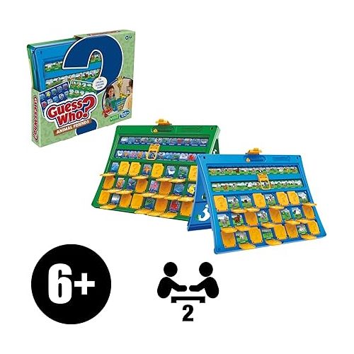 해즈브로 Hasbro Gaming Guess Who? Animal Friends Game, includes 2 Double-Sided Animal Sheets, 2-Player Board Games for Kids, Ages 6+ (Amazon Exclusive)