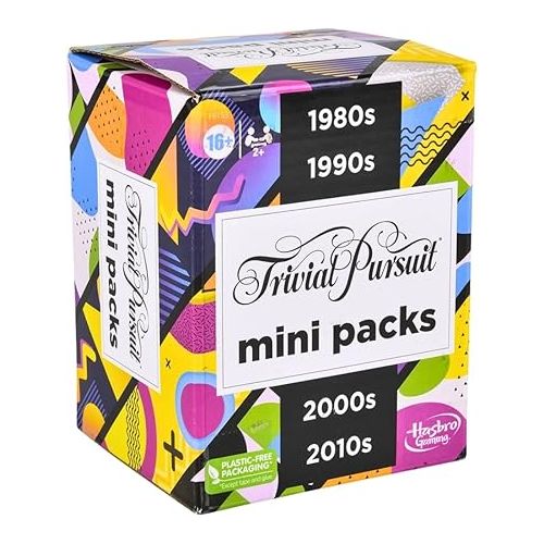 해즈브로 Hasbro Gaming Trivial Pursuit Mini Packs Multipack, Fun Trivia Questions for Adults and Teens Ages 16+, Includes 4 Game Featuring 4 Decades