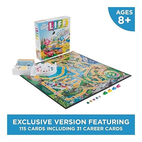 해즈브로 Hasbro Gaming The Game of Life Board Game, Family Games for Kids Ages 8+, Includes 31 Careers, Family Board Games for 2-4 Players, Family Gifts (Amazon Exclusive)