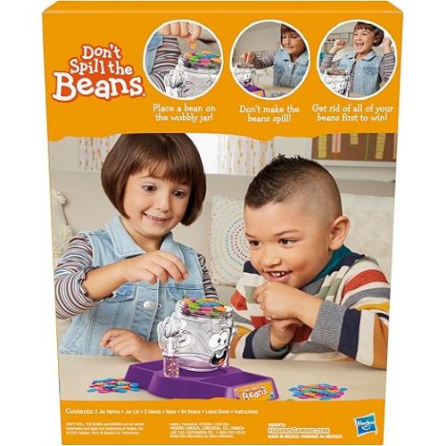 해즈브로 Hasbro Gaming Don't Spill The Beans Game for Kids, Easy and Fun Balancing Game for Kids Ages 3 and Up, Preschool Games for 2 Players, Kids Board Games