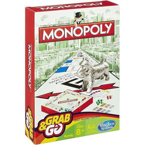 해즈브로 Hasbro Family Grab and Go Variety Pack Bundle: Clue, Monopoly, Connect 4 and Hungry Hungry Hippos Travel Sized Board Games (4 Items)