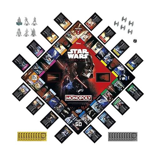 해즈브로 Hasbro Gaming Monopoly: Disney Star Wars Dark Side Edition Board Game for Families and Kids Ages 8+, Gift, Family Game Night