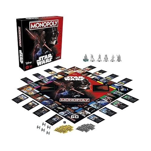 해즈브로 Hasbro Gaming Monopoly: Disney Star Wars Dark Side Edition Board Game for Families and Kids Ages 8+, Gift, Family Game Night