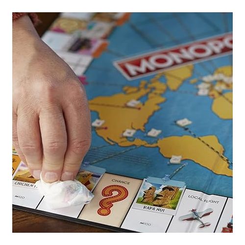 해즈브로 Hasbro Gaming Monopoly World Tour Board Game with Token Stampers and Dry-Erase Gameboard for Family Game Night