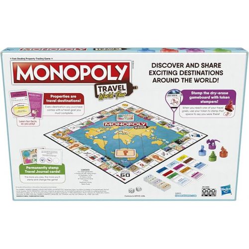 해즈브로 Hasbro Gaming Monopoly World Tour Board Game with Token Stampers and Dry-Erase Gameboard for Family Game Night