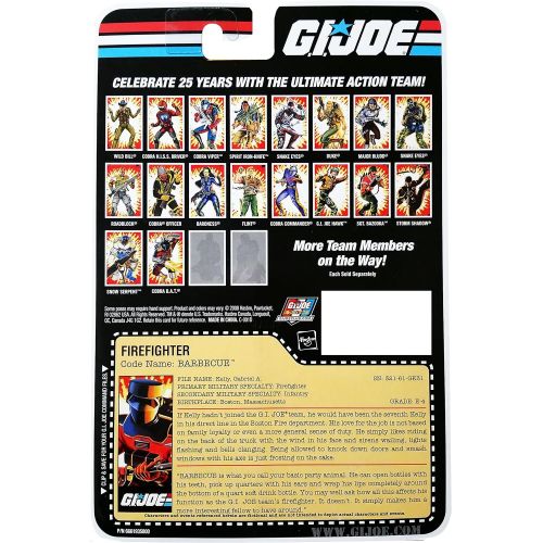 해즈브로 Hasbro G.I. Joe 25th Anniversary Comic Series Cardback: Barbecue (Firefighter) 3.75 Inch Action Figure