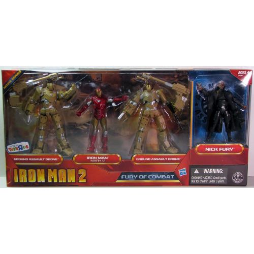 해즈브로 Hasbro Iron Man 2 Movie Series Exclusive 3.75 Inch Action Figure 4Pack Fury of Combat Ground Assault Drone, Iron Man Mark VI, Ground Assault Drone Nick Fury