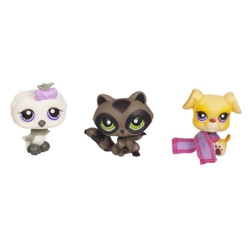 해즈브로 Hasbro Littlest Pet Shop Winter 3 Pack - Racoon, Bird, and Yellow Dog