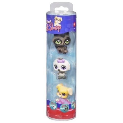 해즈브로 Hasbro Littlest Pet Shop Winter 3 Pack - Racoon, Bird, and Yellow Dog