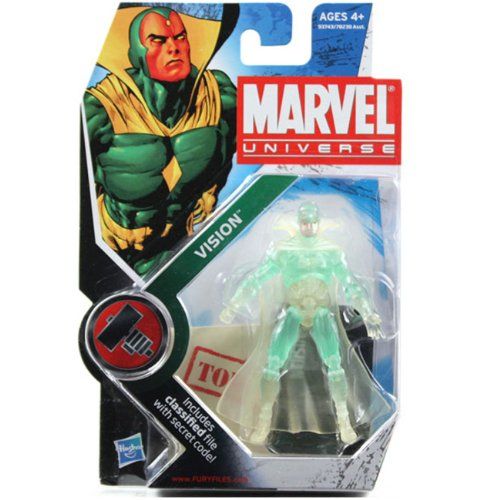 해즈브로 Hasbro Marvel Universe Year 2009 Series 4 Inch Tall Action Figure #6 - Variant Translucent VISION with Removable Cape and Figure Display Stand Plus Bonus Classified File with Secret Code