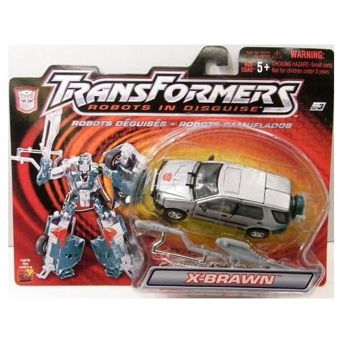 해즈브로 Transformers RID Robots in Disguise X-BRAWN (Silver) Autobot Action Figure (2001 Hasbro)