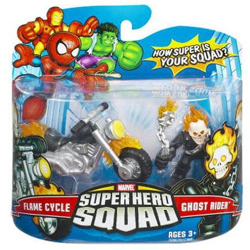 해즈브로 Marvel Super Hero Squad Ghost Rider and Flame Cycle 3-Inch Scale Figure 2-Pack by Hasbro