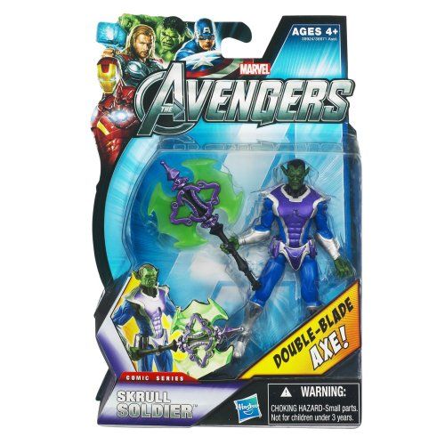 해즈브로 Hasbro Marvel Avengers Comic 4 Inch Action Figure Skrull Soldier Double Blade Axe!