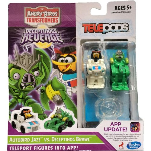 해즈브로 Hasbro, Angry Birds Transformers Telepods Autobird Jazz Bird vs. Deceptihog Brawl Pig Figure 2-Pack [Deceptihogs Revenge]