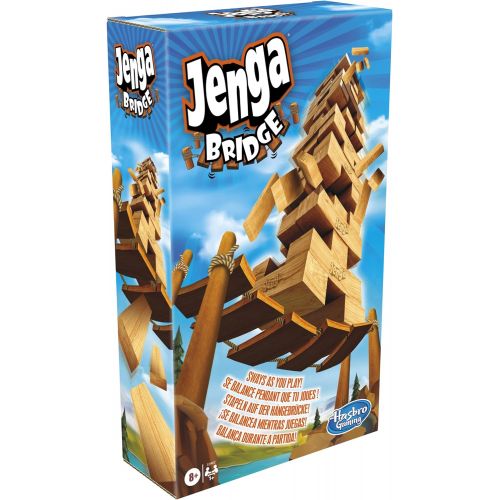 해즈브로 Hasbro Gaming Jenga Bridge Wooden Block Stacking Tumbling Tower Game for Kids Ages 8 & Up, 1 or More Players