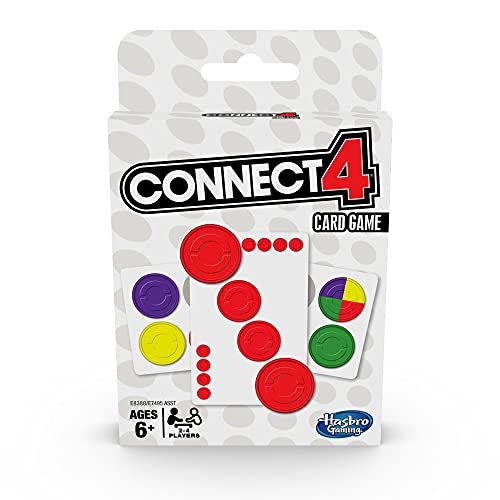 해즈브로 Hasbro Gaming Connect 4 Card Game for Kids Ages 6 and Up, 2-4 Players 4-in-A-Row Game