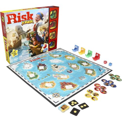 해즈브로 Hasbro Gaming Risk Junior Game: Strategy Board Game; A Kids Intro to The Classic Risk Game for Ages 5 and Up; Pirate Themed Game