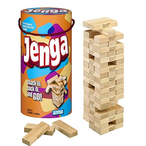 해즈브로 Hasbro Gaming Jenga Game Wooden Blocks Stacking Tumbling Tower Kids Game Ages 6 and Up (Amazon Exclusive)