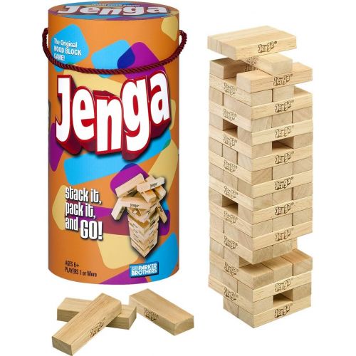 해즈브로 Hasbro Gaming Jenga Game Wooden Blocks Stacking Tumbling Tower Kids Game Ages 6 and Up (Amazon Exclusive)